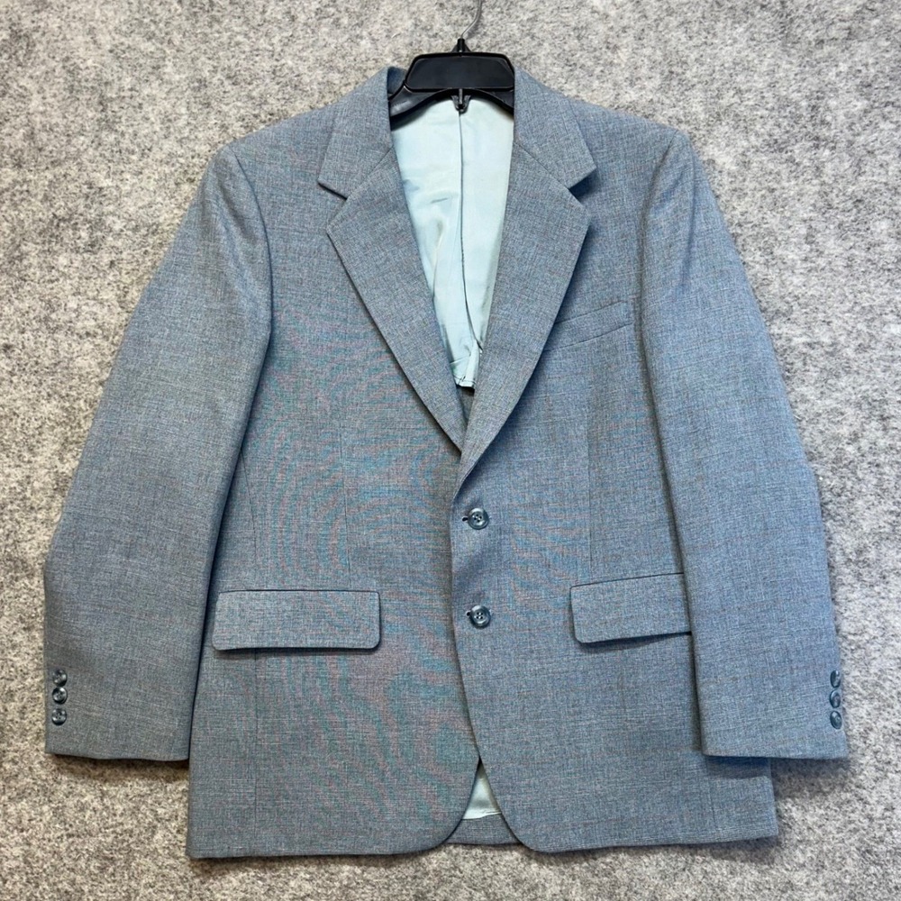 Vintage Palm Beach Blazer Men 40R Blue Grey Glen Plaid Vintage 2-Button USA